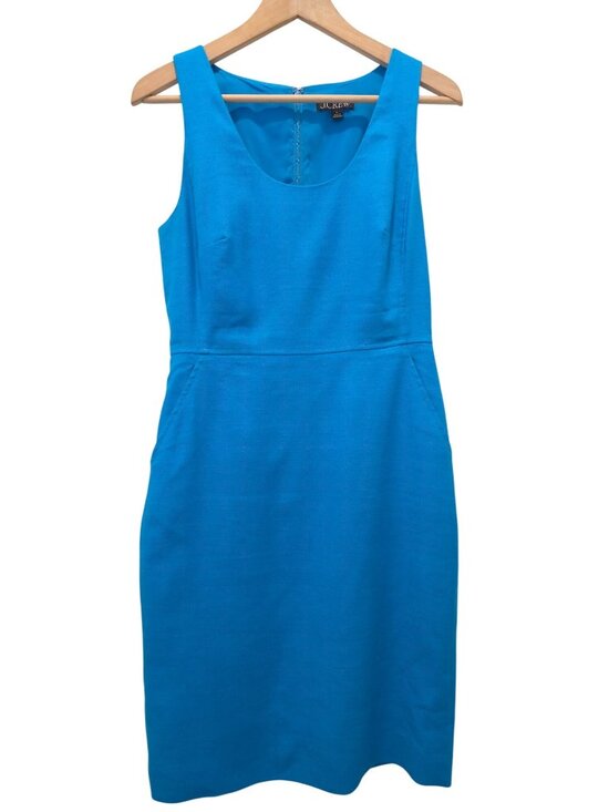 J.Crew Dresses & Skirts - J.CREW Resume Turquoise Scoopneck Dress In Stretch Linen Blend Sz 4